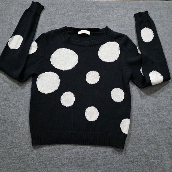 ViCOLO Northland Sweater Womens S/M Black White LS Pullover Italy Cotton Casual - Picture 1 of 14